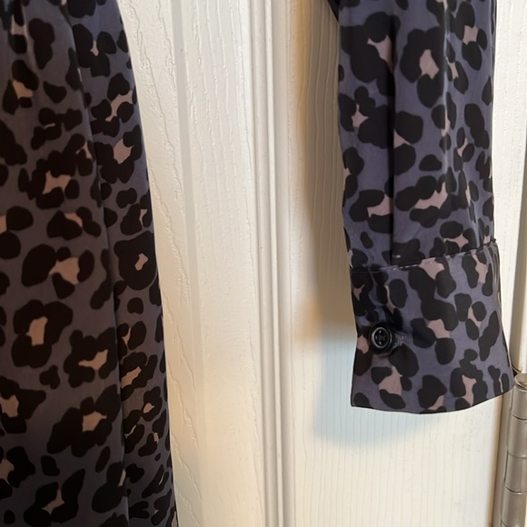 Banana Republic Factory Blue, Black, and Taupe Leopard Shirt Dress - Picture 7 of 8